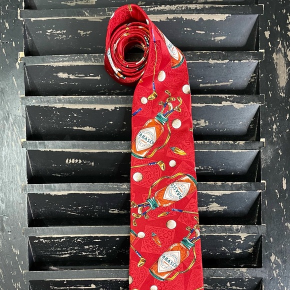 TABASCO Men’s Tabasco Bottle Golf Bag 100% Silk Novelty Neck Tie - Picture 3 of 7